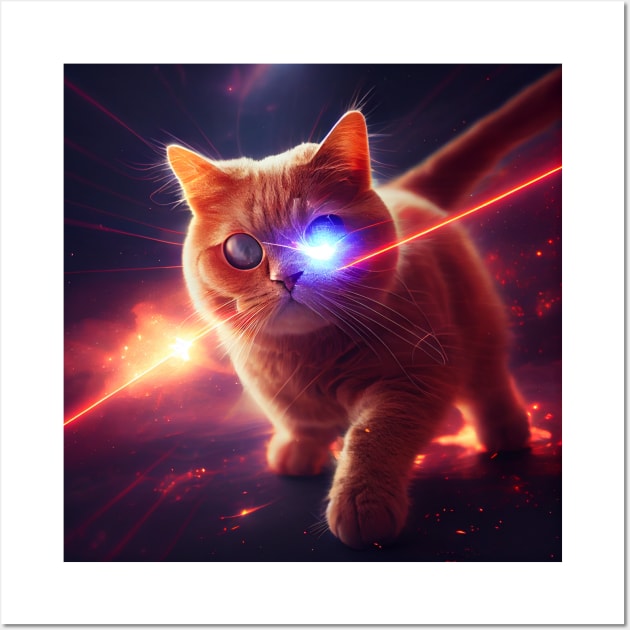 Cat With Laser Eyes Wall Art by Legendary T-Shirts